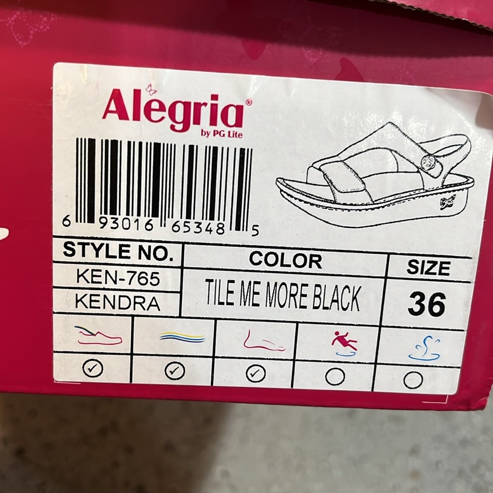 ALEGRIA KENDRA SLINGBACK SANDALS TILE ME MORE BLACK EU SIZE 36 US 6-6.5 LIKE NEW - Picture 14 of 15